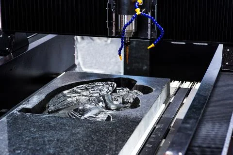 Molding made with 3D printing inserted into an injection molding machine to r Stock Photos