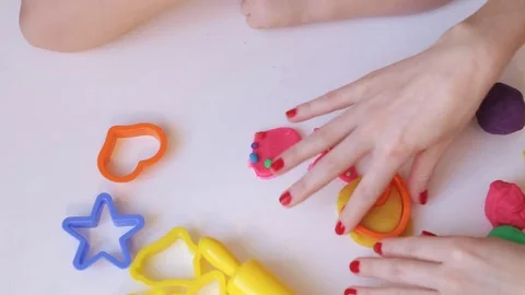 Molding from modelling clay Stock Footage 71324341