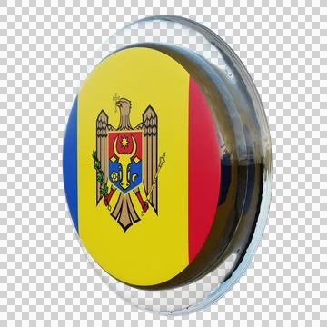 Moldova 3d illustration flag on pole. Wood flagpole Stock Illustration