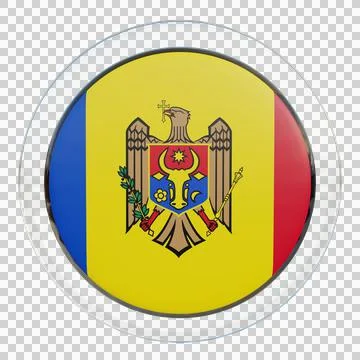 Moldova 3d illustration flag on pole. Wood flagpole Stockillustratie