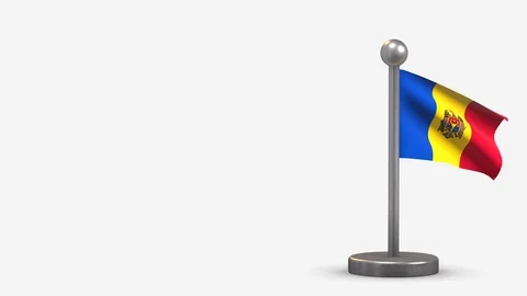 Moldova 3D waving flag animation on tiny flagpole. Stock Footage 120796811