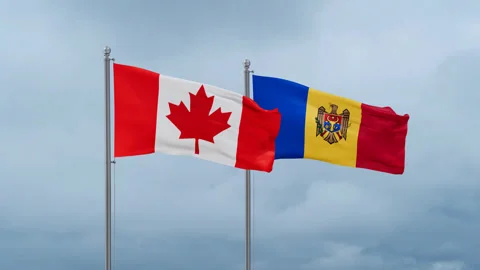 Moldova and Canada flag Stock Footage 252024809