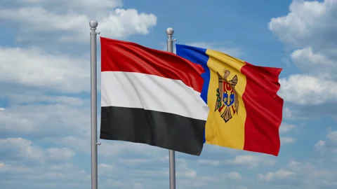 Moldova and Yemen two flags 스톡 동영상 267417714