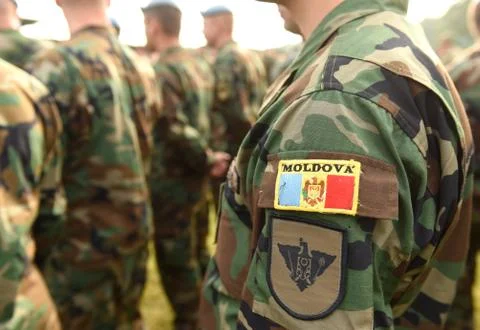 Moldova army uniform patch flag. Moldova troops Stock Photos