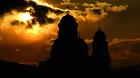 Moldova Capriana monastery sunset Video stock 10612537