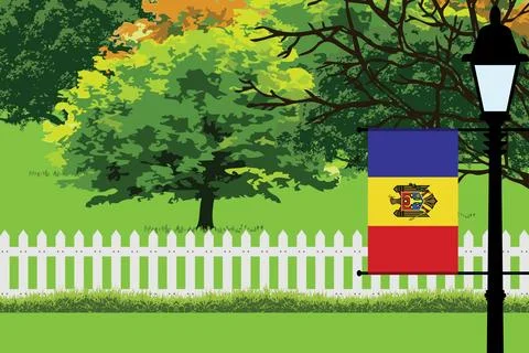 Moldova Day Trees Lamp Vector Illustration Illustrazione stock