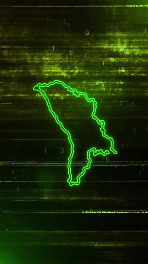 Moldova Digital Futuristic Glitch Map Stock Footage 334593514
