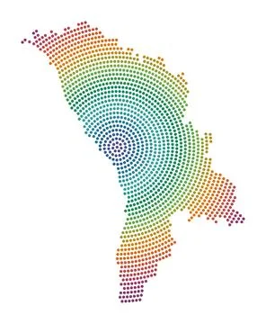 Moldova dotted map. Digital style shape of Moldova. Tech icon of the countr.. Stock Illustration