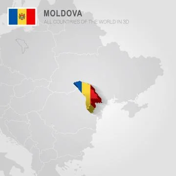 Moldova drawn on gray map. Stock Illustration