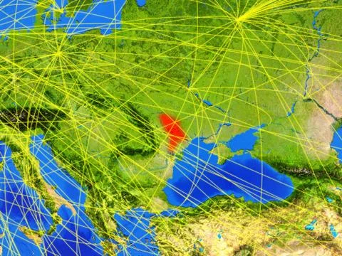 Moldova on Earth with network Stock Illustration