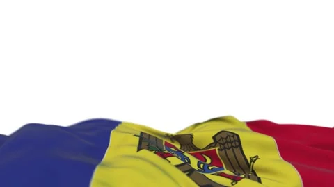 Moldova fabric flag waving on the wind loop. Moldovan embroidery stiched clot Stock Footage 194425201