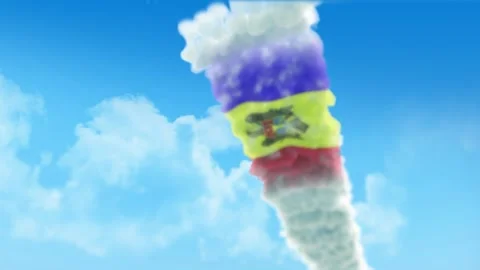 Moldova Flag 3D Render Animation Created with Colored Smoke Trails by Aircra 스톡 동영상 332308824
