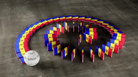 Moldova Flag - Affected by Inflation Stock Footage 321609417