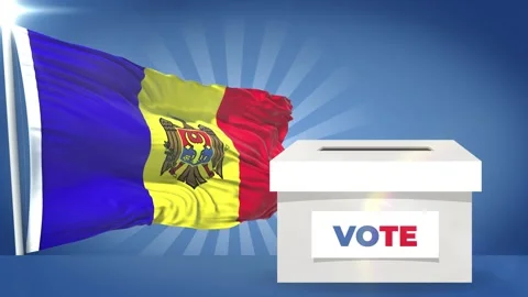 Moldova Flag and voting box presidential election 2027 Stock Footage 343591212
