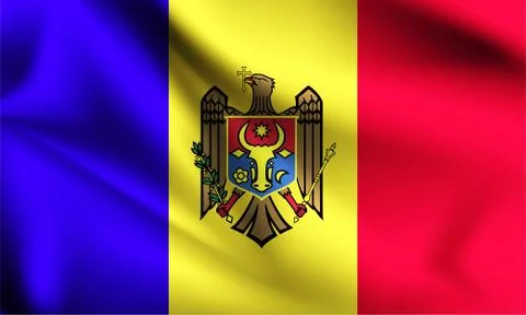 Moldova flag blowing in the wind. part of a series. Moldova waving flag. Stock Illustration