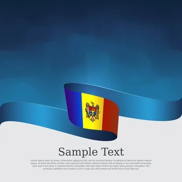 Moldova flag on blue white background. Wavy ribbon with moldavian flag. Vector Stock-Illustration