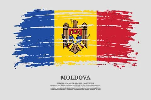 Moldova flag with brush stroke effect and information text poster, vector Illustrazione stock
