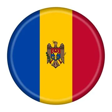Moldova flag button 3d illustration with clipping path Illustrazione stock