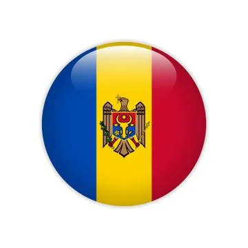 Moldova flag on button Illustrazione stock
