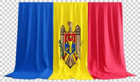 Moldova Flag Curtain in 3D Rendering Celebrating Moldova's Rich Heritage Illustrazione stock