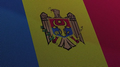 Moldova Flag Digital Particle Waving Seamless Loop Animation on Black Backg.. Stock Footage 339303096