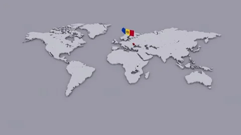 Moldova Flag on Extruded World Map Stock Footage 346313277