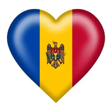Moldova flag heart button isolated on white with clipping path Stock Illustration