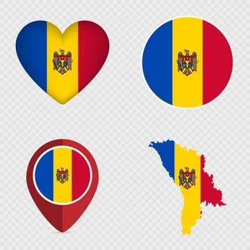 Moldova Flag Icons Pack. Vector illustration. Stock Illustration