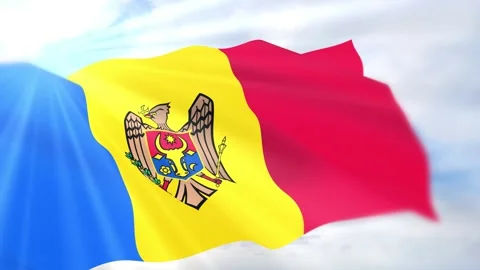 Moldova Flag Seamless Loop 4k 60fps on Sky Background Stock Footage 340618384