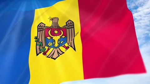 Moldova Flag Seamless Loop 4k 60fps on Sky Background Stock Footage 341675417