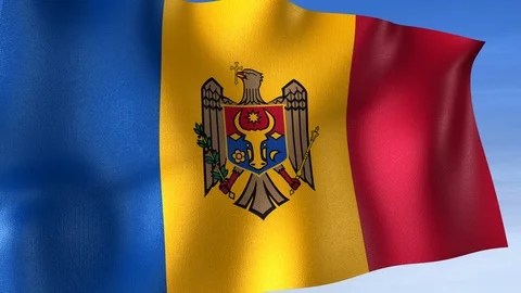 Moldova Flag - Set of 3 Angles with Masks [3WaveSeries] Stock Footage 106052530
