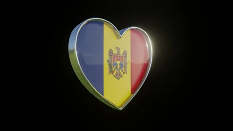Moldova Flag in the Shape of 3D Heart. Video stock 136027743