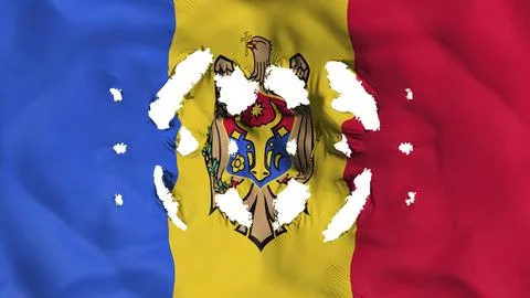 Moldova flag with a small hole, white background, 3D rendering Stock Illustration