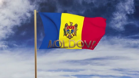 Moldova flag with title waving in the wind. Looping sun rises style.  Animation 스톡 동영상 47977800