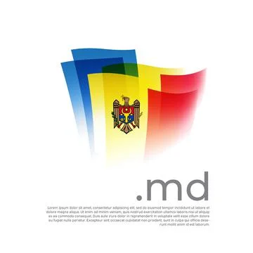 Moldova flag. Vector stylized design national poster. Moldavian flag, md domain Stock Illustration