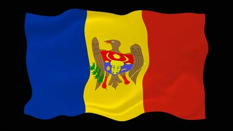 Moldova flag wave motion black background Stockbeeldmateriaal 201999201