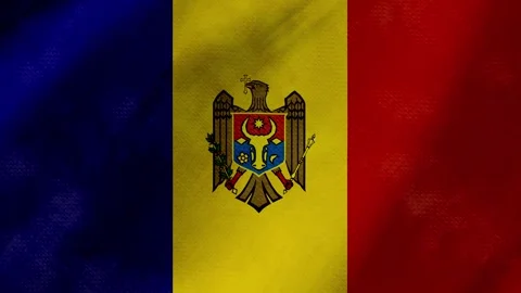 Moldova flag waving background with real fabric texture Stockbeeldmateriaal 291919402