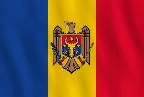 Moldova flag with waving effect, official proportion. Stock Illustration