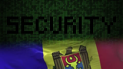 Moldova flag - Waving flag on matrix binary code background Stock Footage 321422426