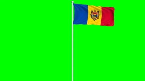 Moldova Flag Waving Fluttering on Wind Loopable Green Blue Screen Matte Stock Footage 77576316