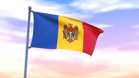 Moldova Flag waving in the high wind Stock Footage 154711473
