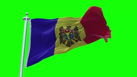 Moldova Flag Waving in Loopable and Textured green screen background Stock Footage 296876999