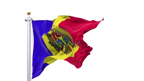 Moldova flag waving looping with transparent background. Video stock 324832699