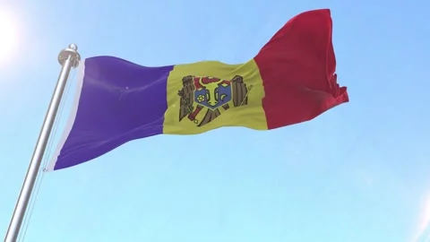 Moldova Flag waving in the sky Stock Footage 343591267