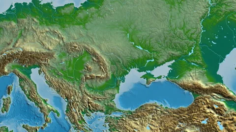 Moldova on the globe. Bevel. Physical. No labels Stock Footage 342517233