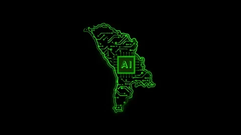 Moldova Map AI Chipset Technology Opener Vídeo Stock 337081900