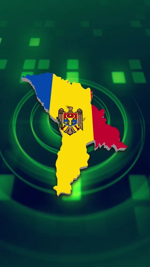 Moldova Map and Flag Background Vídeo Stock 347125662