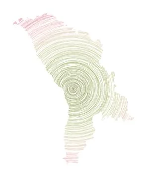 Moldova map filled with concentric circles. Sketch style circles in shape o.. 库存插图
