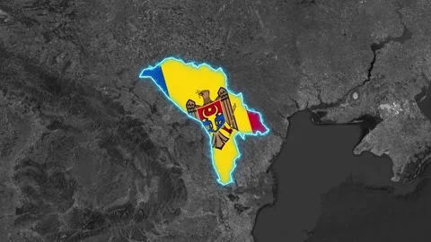 Moldova Map Highlight with Glowing Cyan Border Video stock 341099982