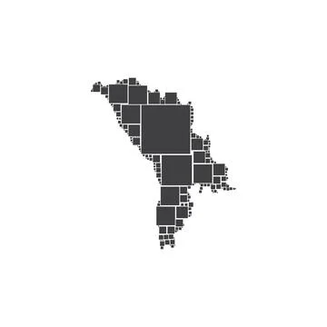 Moldova map made of squares. Geometric map of Moldova designed with golden .. Stock Illustration